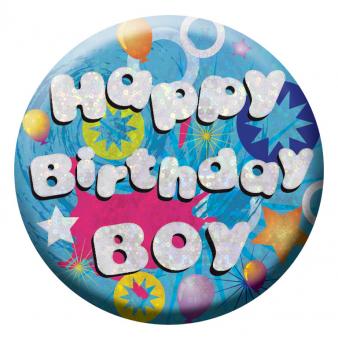 BIRTHDAY BADGE - HAPPY BIRTHDAY BOY - 5.5CM