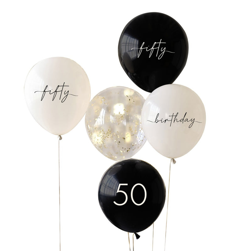 12" LATEX - 50th BIRTHDAY - CHAMPAGNE NOIR