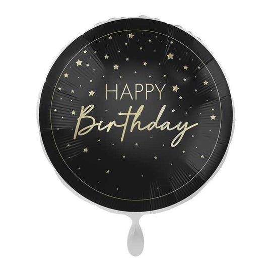 18" FOIL - HAPPY BIRTHDAY - BLACK & GOLD