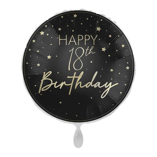 18" FOIL - HAPPY 18th BIRTHDAY - BLACK & GOLD