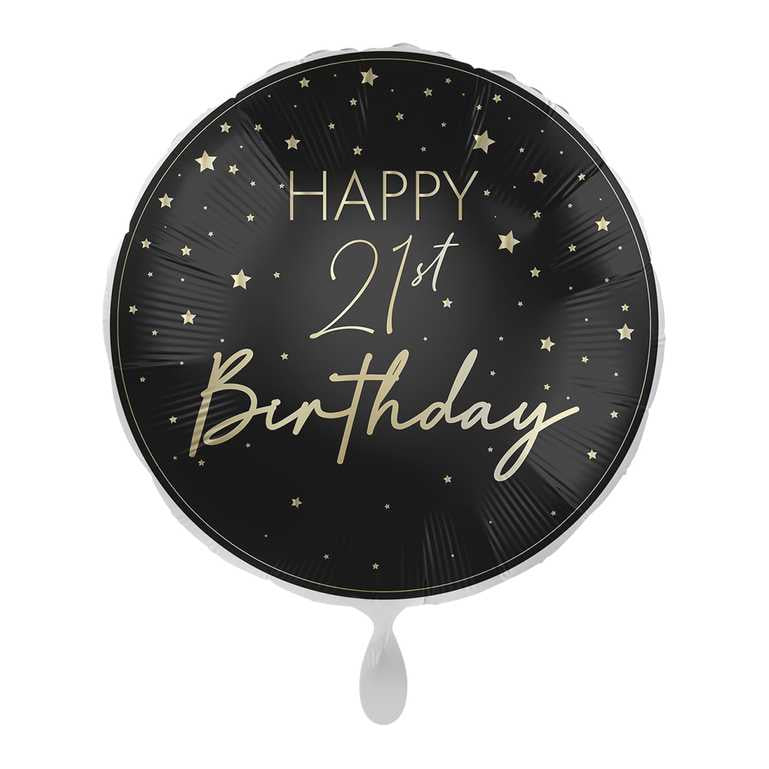 18" FOIL - HAPPY 21st BIRTHDAY - BLACK & GOLD