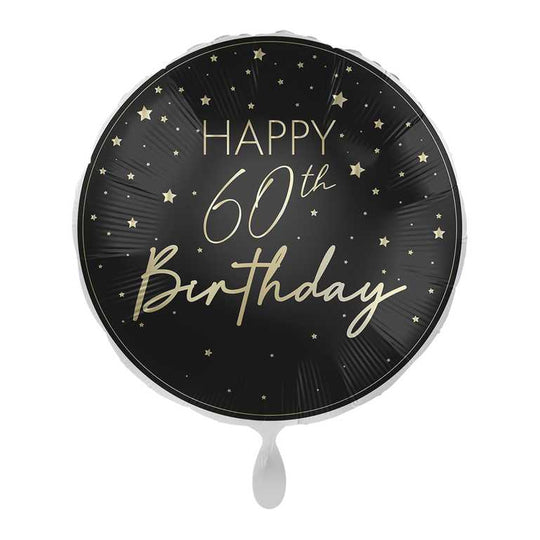 18" FOIL - HAPPY 60th BIRTHDAY - BLACK & GOLD