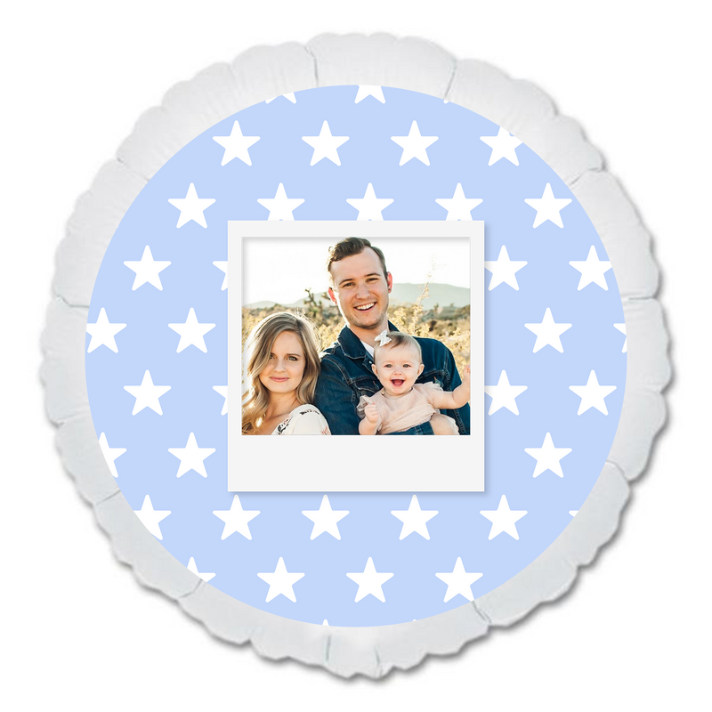 CUSTOM 22" PHOTO BALLOON - BLUE STARS PHOTO FRAME-PHOTO BALLOON-Partica Party