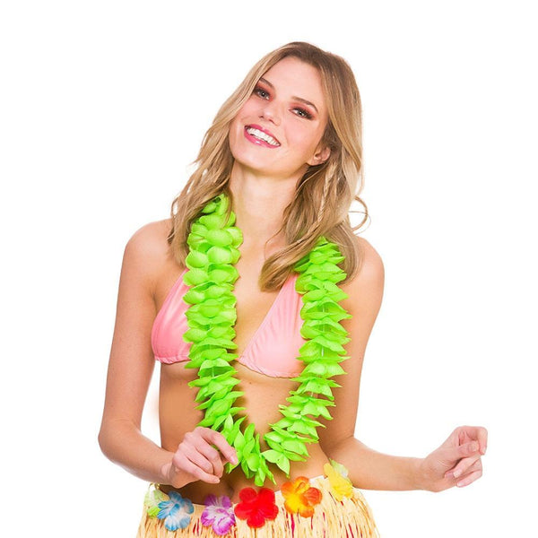 DELUXE SATIN LEI - GREEN-Hawaiian-Partica Party
