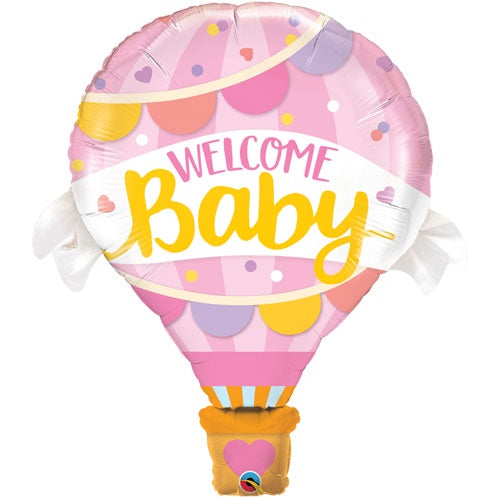 JUMBO FOIL BALLOON - WELCOME BABY - PINK HOT AIR BALLOON