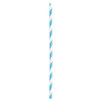 PAPER STRAWS - POWDER BLUE STRIPED - PACK OF 10