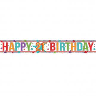 HAPPY BIRTHDAY BANNER - 21ST BIRTHDAY - PURPLE, PINK & TEAL – Partica