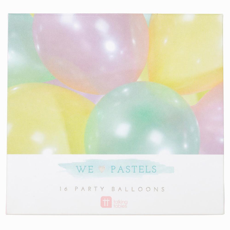 PACK OF 16 LATEX BALLOONS - ASSORTED PASTEL-LATEX 12"-Partica Party