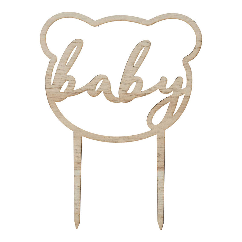 CAKE TOPPER - TEDDY BEAR - WOODEN